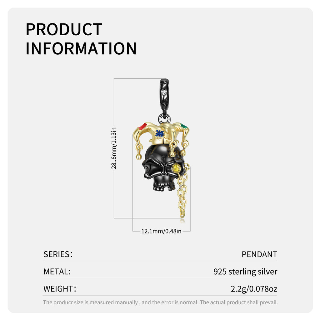 Clown Skull Necklace Gold Plated Skull S925 Silver Jewelry