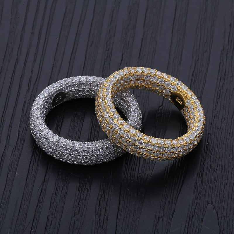 Sterling Silver Hip-Hop Zircon Ring - Men's Statement Jewelry