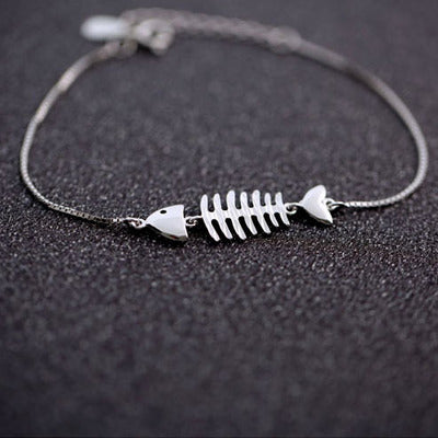 Rustic Fish Bone Sterling Silver Bracelet