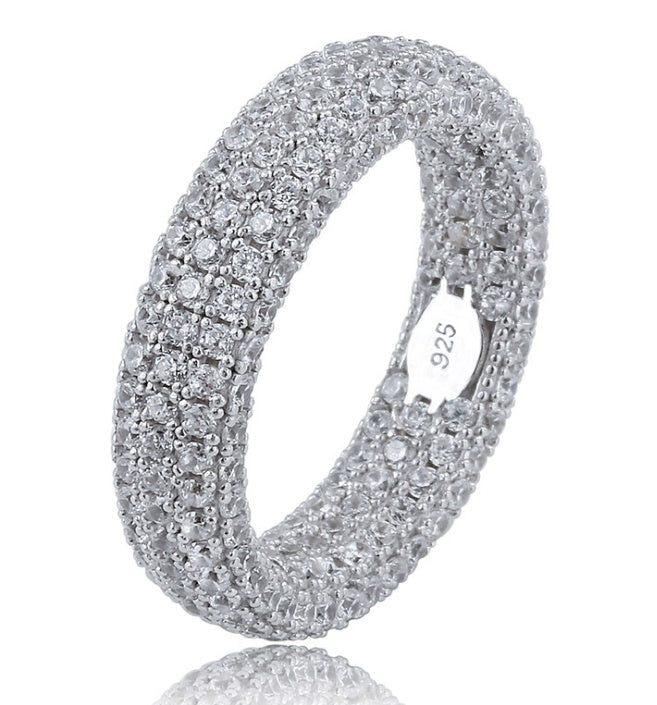 Sterling Silver Hip-Hop Zircon Ring - Men's Statement Jewelry
