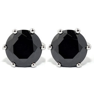 Rustic Black Agate Sterling Silver Stud Earrings